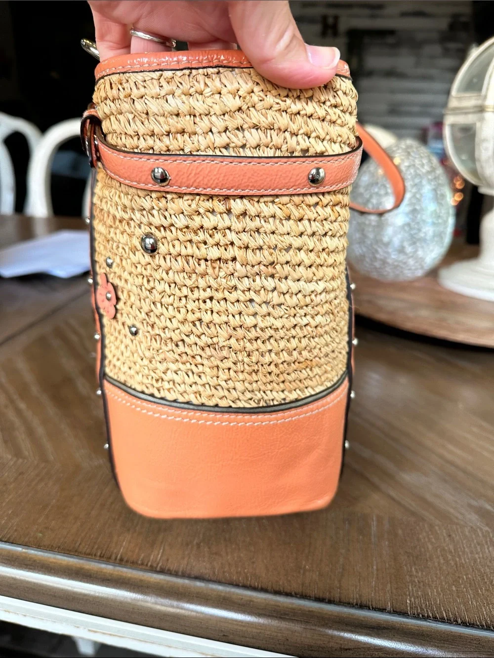 Coach Floral Embellished Straw Natalie Tote NWT - Picture 14 of 16